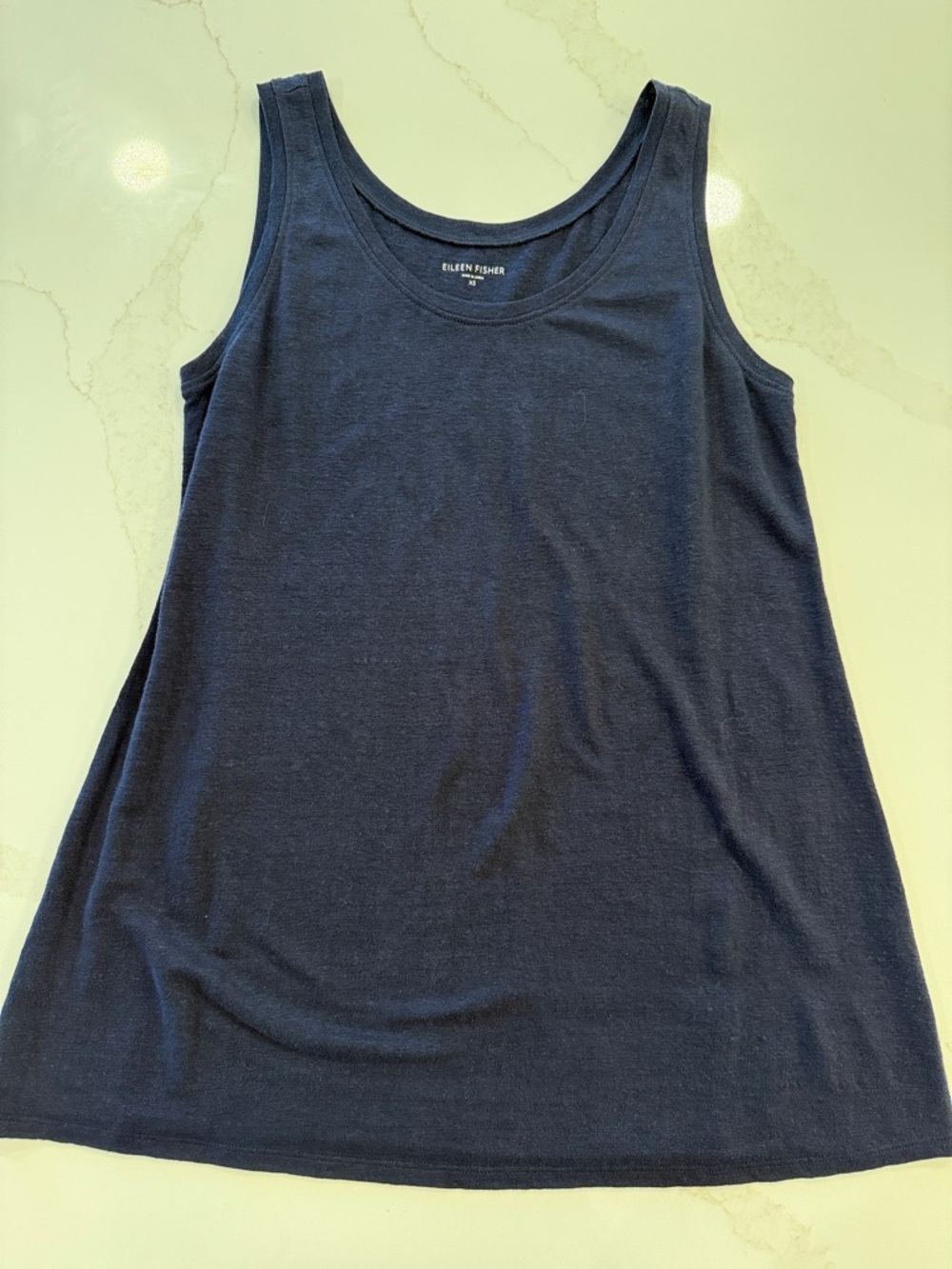 Eileen Fisher Linen Jersey Navy Scoop Neck Tank Top